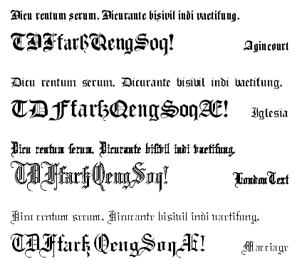  two groups of broken typefaces developed Old English right and Old 